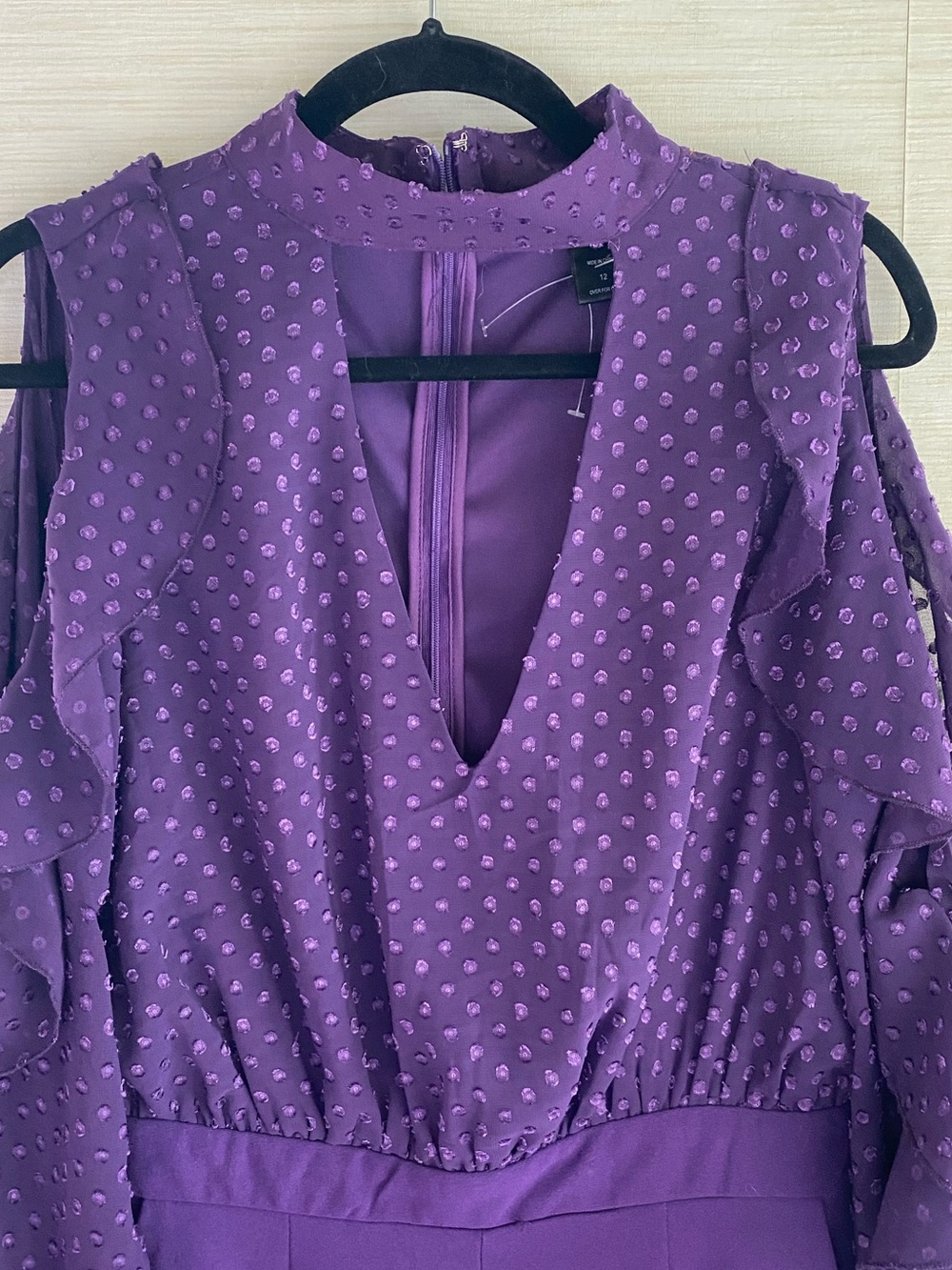 Ashley Stewart Plum Purple Ruffled Sleeve Jumpsuit - Picture 3 of 11